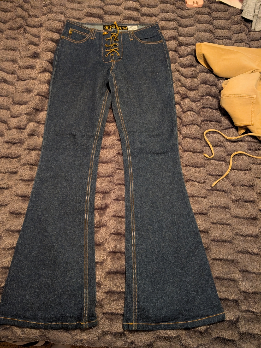 Mudd Dark Blue Lace-Up Flare Jeans